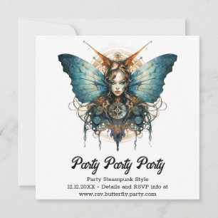 Pistonwing Emperor Butterfly Steampunk Wedding Announcement