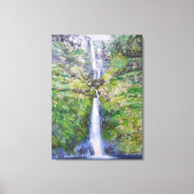 Pistyll Rhaeadr Waterfall, Wales Canvas Print (Front)
