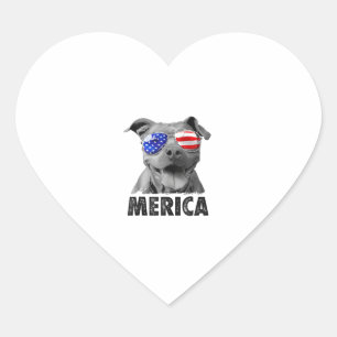 Pit Bull 4th of July Merica Men American Flag Sung Heart Sticker