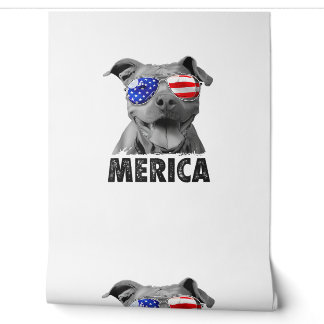 Pit Bull 4th of July Merica Men American Flag Sung Wallpaper