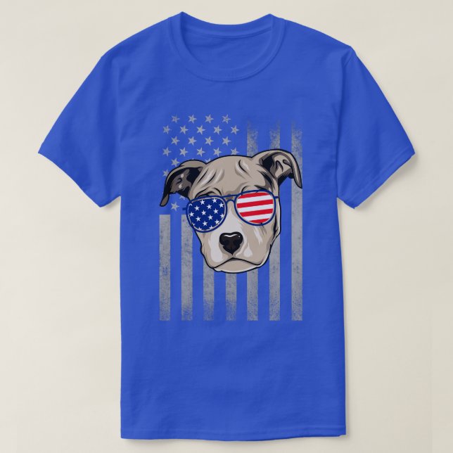 Pit Bull 4th of July Merica Patriotic T-Shirt (Design Front)