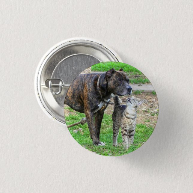 Pit Bull and Cat Button (Front & Back)