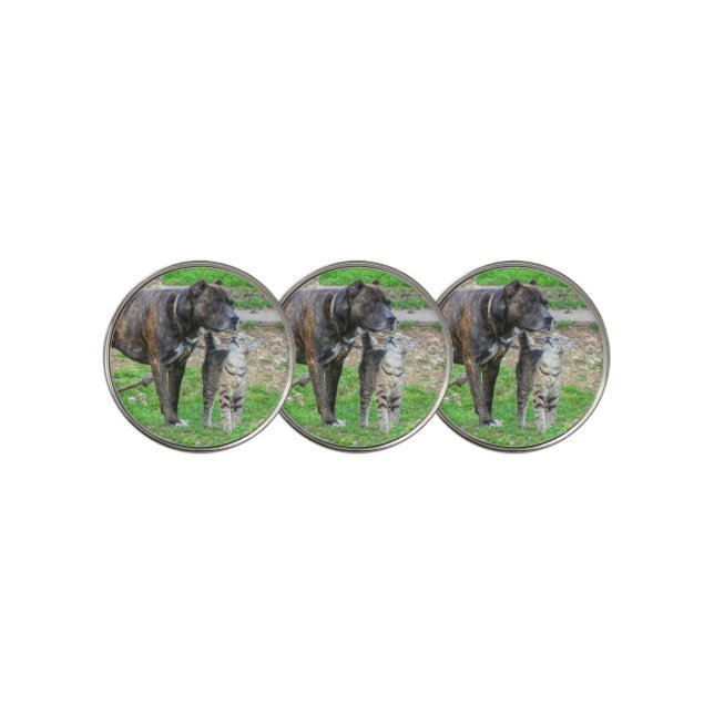 Pit Bull and Cat Golf Ball Marker (3 Up)