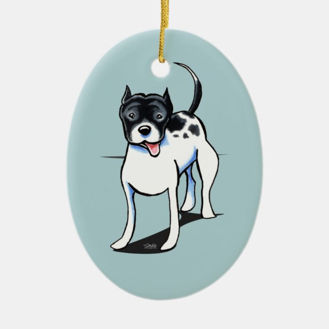 Pit Bull APBT Black White Ceramic Ornament (Front)