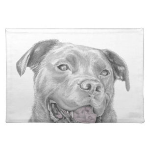 Pit Bull Art Drawing Cloth Placemat