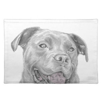 Pit Bull Art Drawing Cloth Placemat