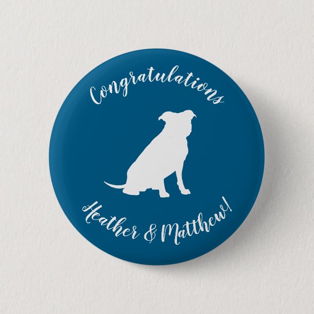 Pit Bull Baby Shower Dog Pitbull Blue Boy Button (Front)