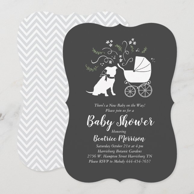 Pit Bull Baby Shower Gender Neutral Pitbull Invita Invitation (Front/Back)