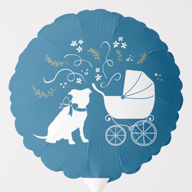 Pit Bull Baby Shower Pitbull Dog Blue Boy Balloon (Front)