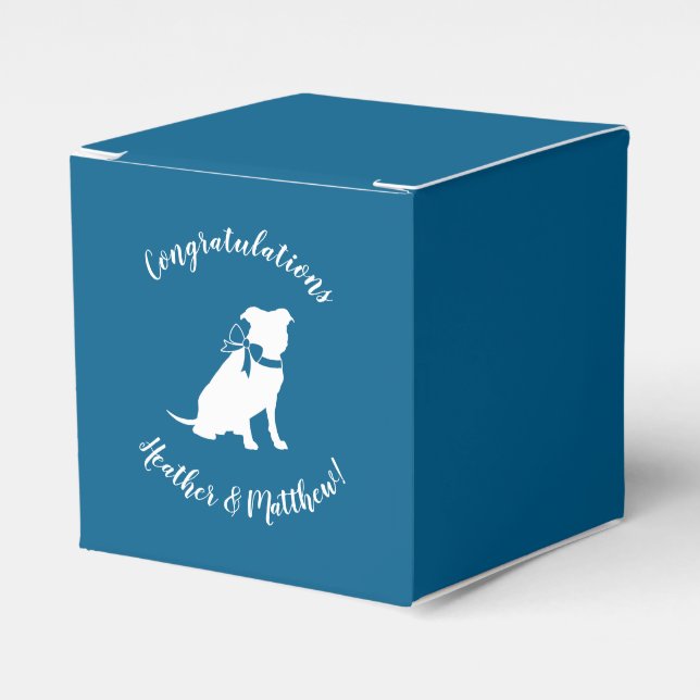 Pit Bull Baby Shower Pitbull Dog Blue Boy Favor Boxes (Front Side)