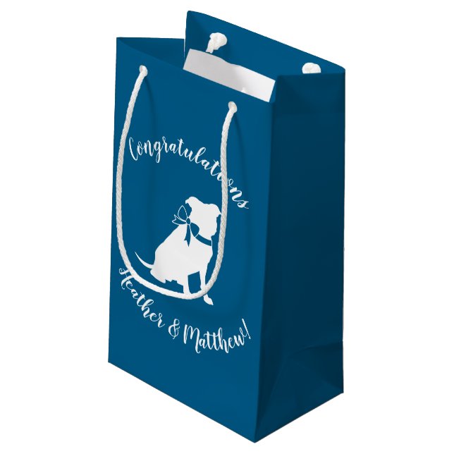 Pit Bull Baby Shower Pitbull Dog Blue Boy Small Gift Bag (Back Angled)