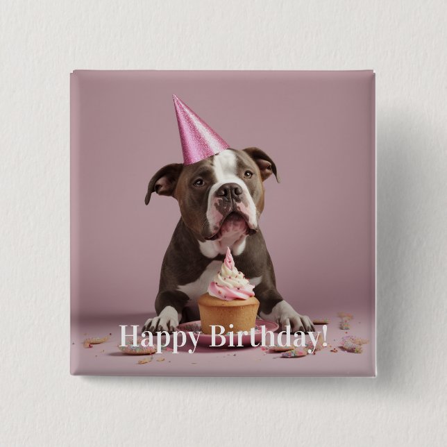 Pit Bull Birthday Celebration  Button (Front)