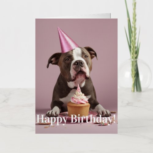 Pit Bull Birthday Celebration  Foil Greeting Card
