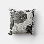 Pit Bull Black And White Design Pillow Line Drawin at Zazzle