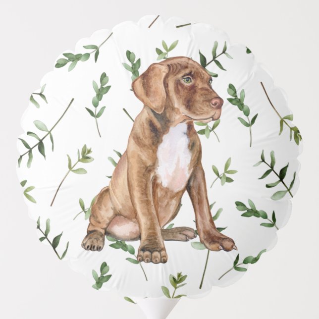 Pit Bull Brown Greenery Boho Baby Shower Balloon (Back)