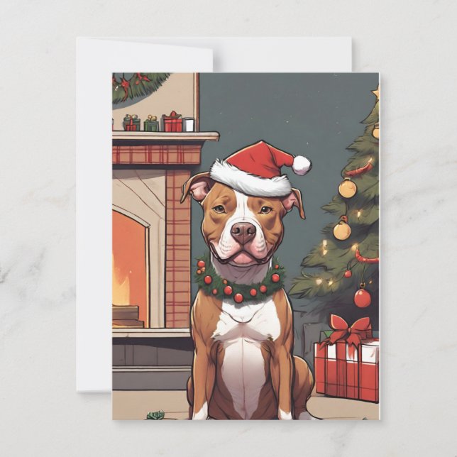 Pit Bull Christmas Card for Dog Lovers (Front)