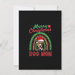 Pit Bull Christmas Santa Hat Dog Mom Boho Rainbow Invitation