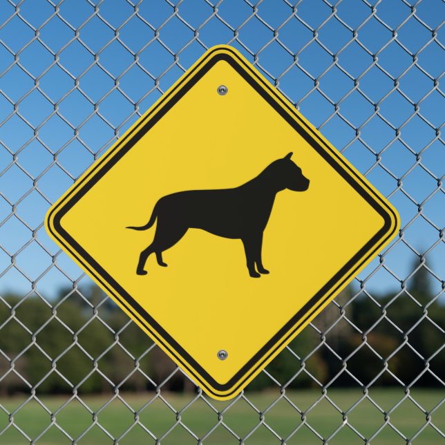 Pit Bull Crossing Metal Sign (In Situ(Fence))