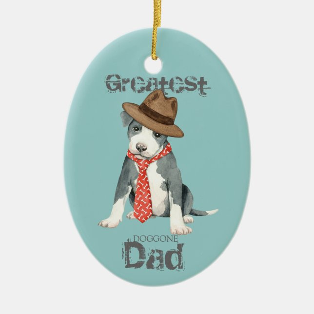 Pit Bull Dad Ceramic Ornament (Front)