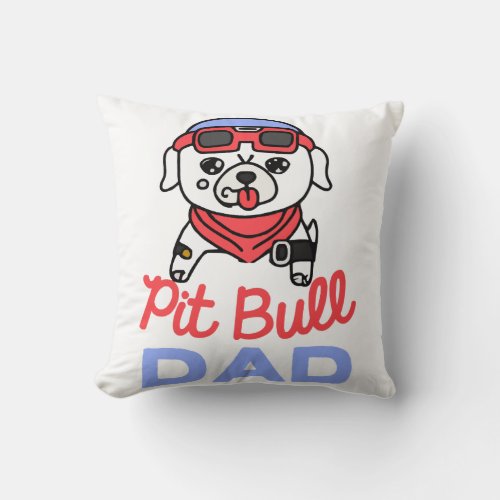 Pit Bull Dad Dog Owner Retro Dog Father Throw Pillow