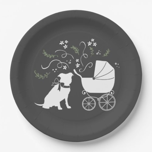 Pit Bull Dog Baby Pitbull Shower Gender Neutral Paper Plates