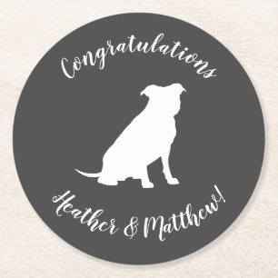 Pit Bull Dog Baby Pitbull Shower Gender Neutral Round Paper Coaster
