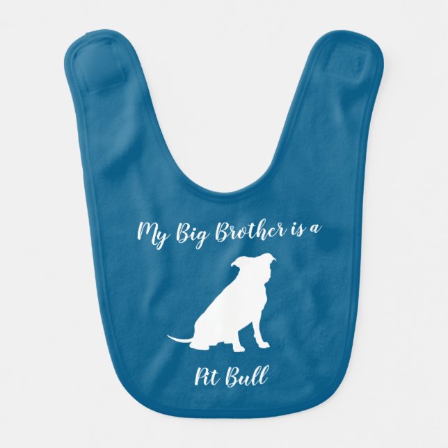 Pit Bull Dog Baby Shower Blue Boy Pitbull Baby Bib (Front)