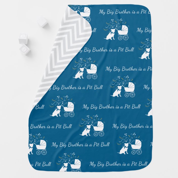 Pit Bull Dog Baby Shower Blue Boy Pitbull Baby Blanket Zazzle Com