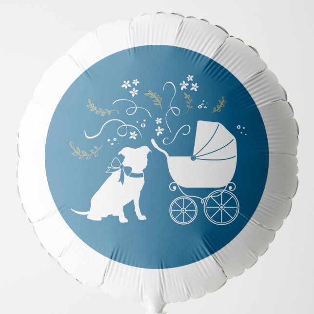 Pit Bull Dog Baby Shower Blue Boy Pitbull Balloon (Front)