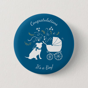 Pit Bull Dog Baby Shower Blue Boy Pitbull Button