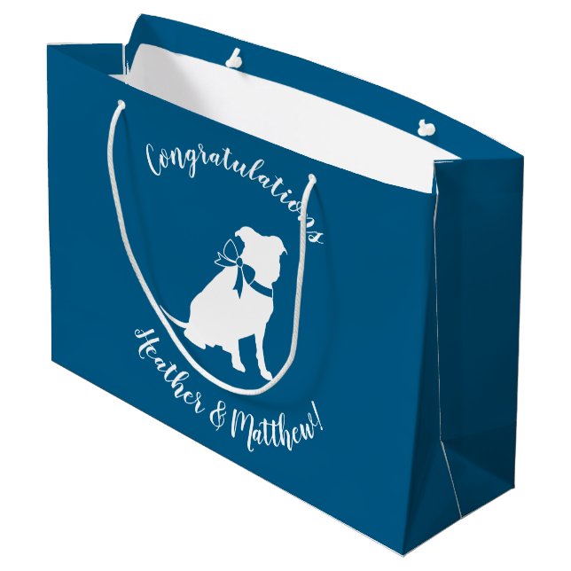 Pit Bull Dog Baby Shower Blue Boy Pitbull Large Gift Bag (Back Angled)