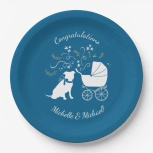 Pit Bull Dog Baby Shower Blue Boy Pitbull Paper Plates