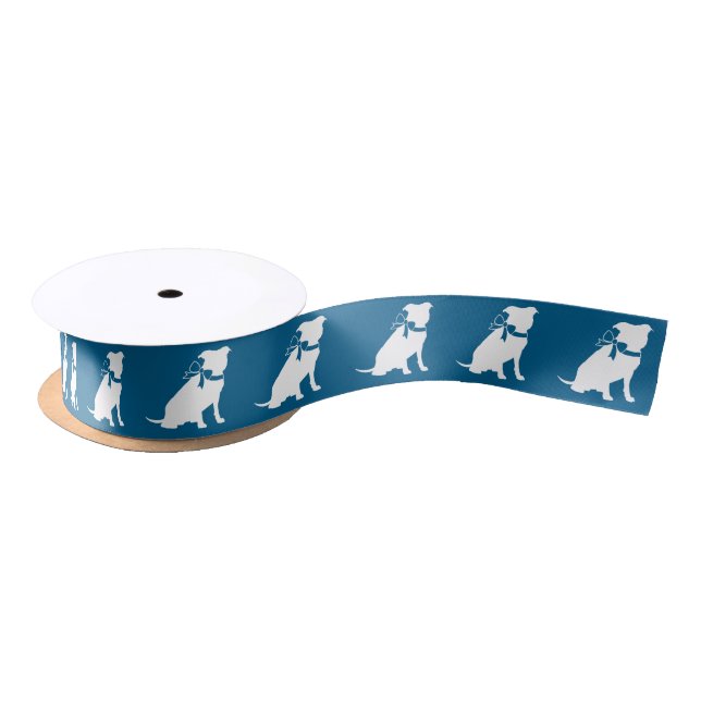 Pit Bull Dog Baby Shower Blue Boy Pitbull Satin Ribbon (Spool)