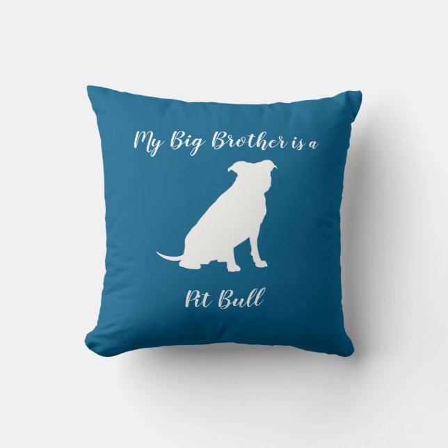 Pit Bull Dog Baby Shower Blue Boy Pitbull Throw Pillow (Front)