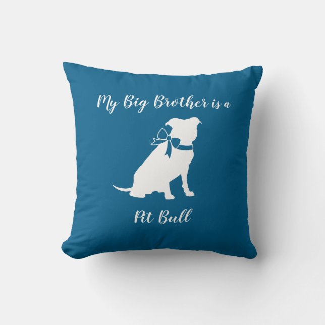 Pit Bull Dog Baby Shower Blue Boy Pitbull Throw Pillow (Front)