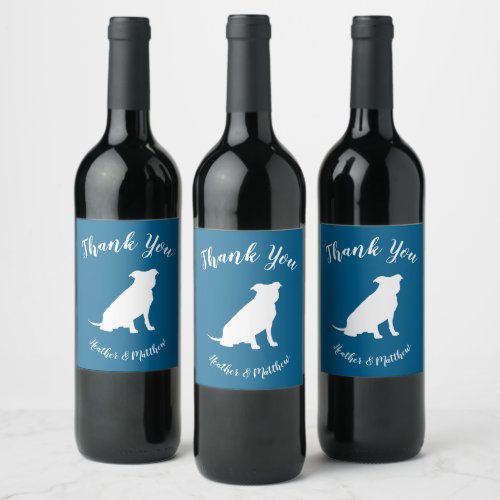 Pit Bull Dog Baby Shower Blue Boy Pitbull Wine Label