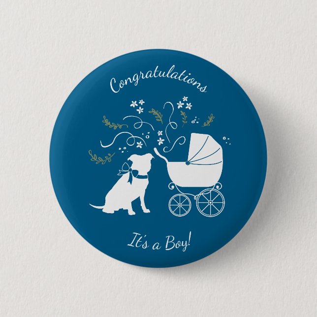 Pit Bull Dog Baby Shower Button (Front)