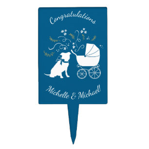 Pit Bull Dog Baby Shower Cake Topper