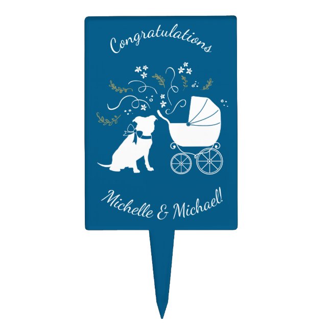 Pit Bull Dog Baby Shower Cake Topper (Front)