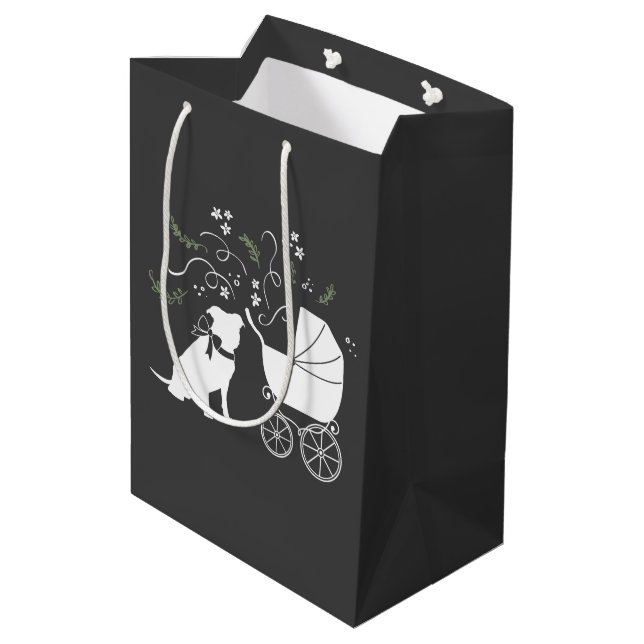 Pit Bull Dog Baby Shower Gender Neutral Medium Gift Bag (Back Angled)