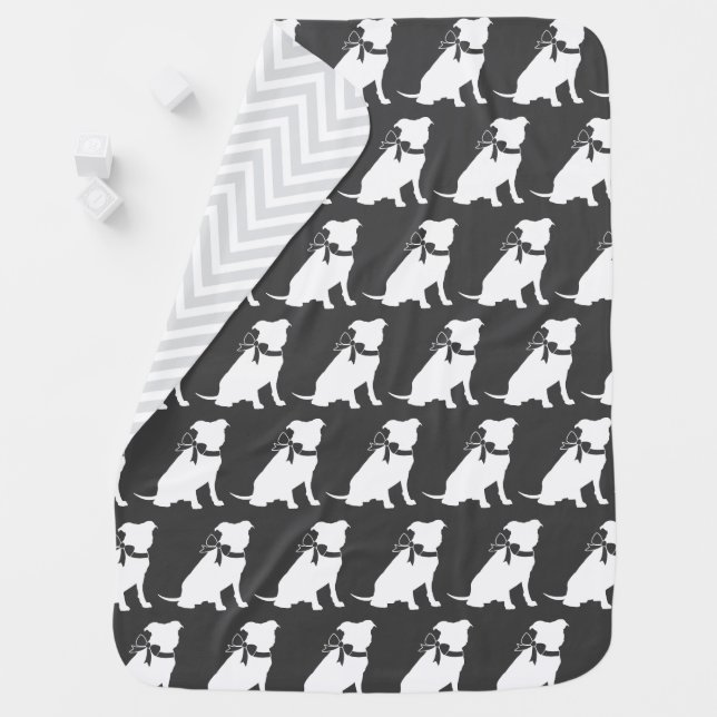 Pit Bull Dog Baby Shower Gender Neutral Pitbull Baby Blanket (In Situ)