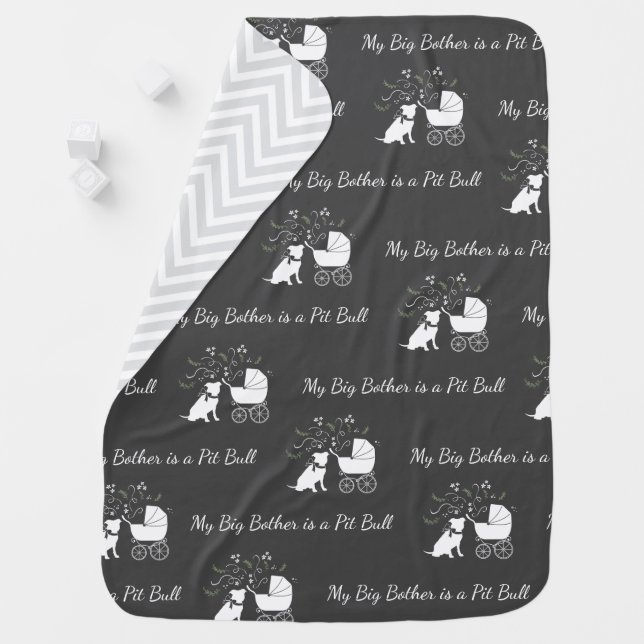 Pit Bull Dog Baby Shower Gender Neutral Pitbull Baby Blanket (In Situ)