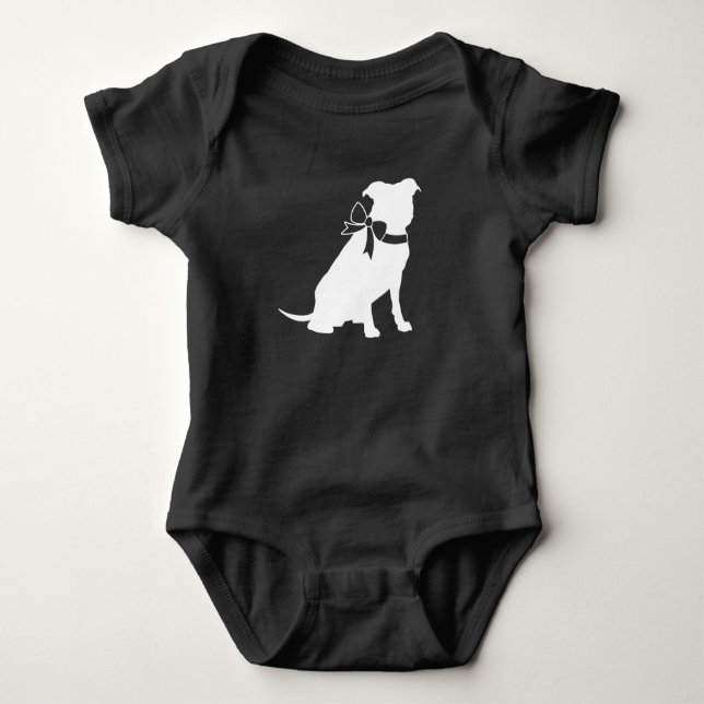 Pit Bull Dog Baby Shower Gender Neutral Pitbull Baby Bodysuit (Front)