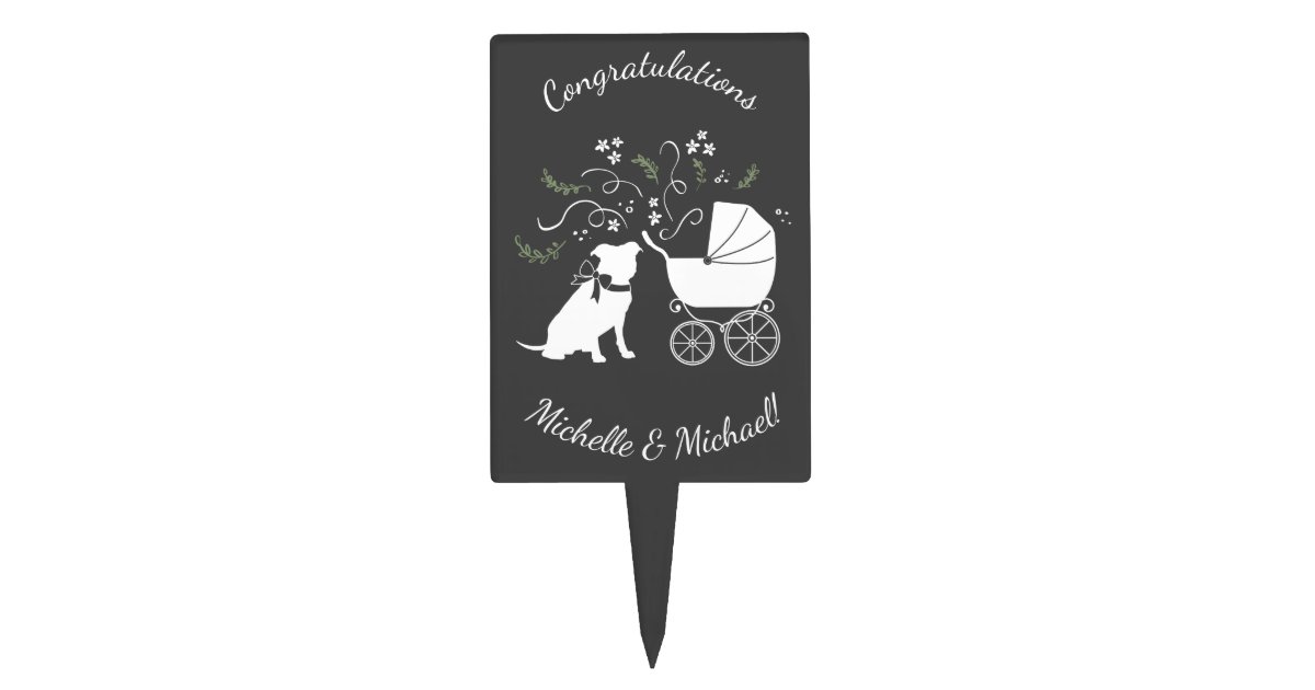 Pit Bull Dog Baby Shower Gender Neutral Pitbull Cake Topper Zazzle Com