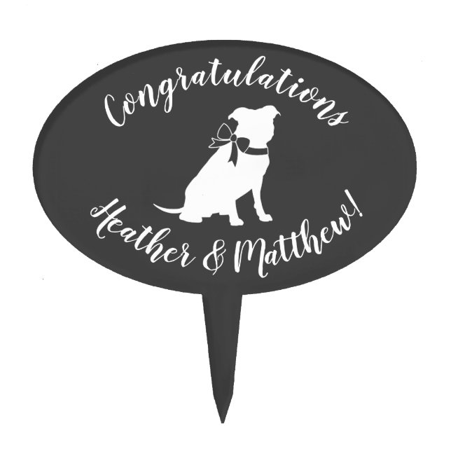Pit Bull Dog Baby Shower Gender Neutral Pitbull Cake Topper (Front)