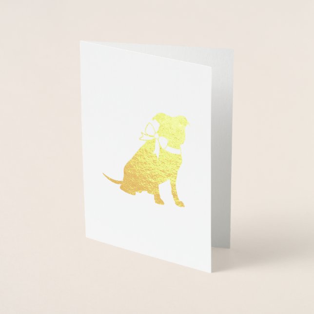 Pit Bull Dog Baby Shower Gender Neutral Pitbull Foil Card (Front)