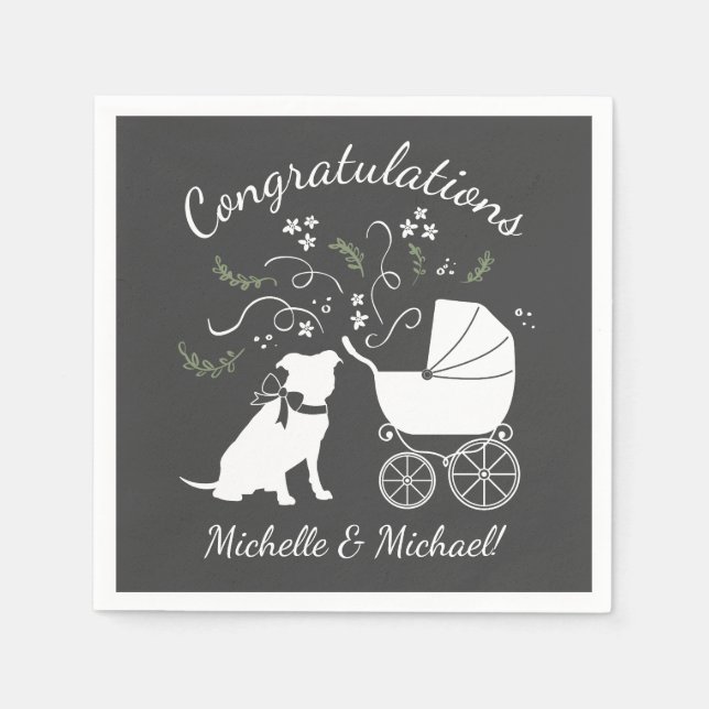 Pit Bull Dog Baby Shower Gender Neutral Pitbull Napkins (Front)