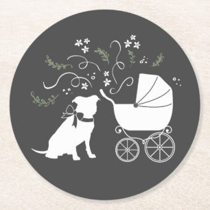 Pit Bull Dog Baby Shower Gender Neutral Pitbull Round Paper Coaster