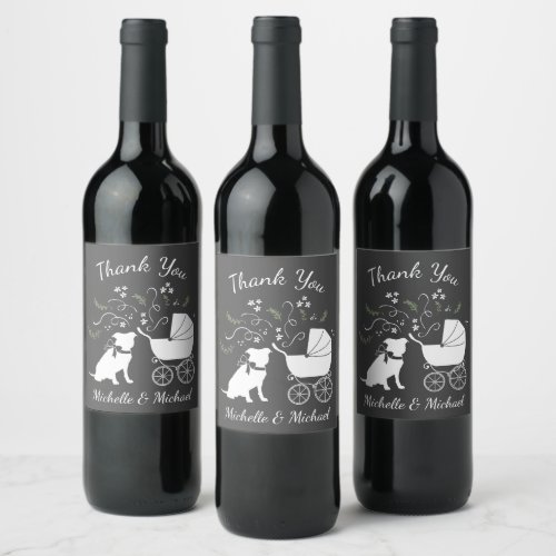 Pit Bull Dog Baby Shower Gender Neutral Pitbull Wine Label