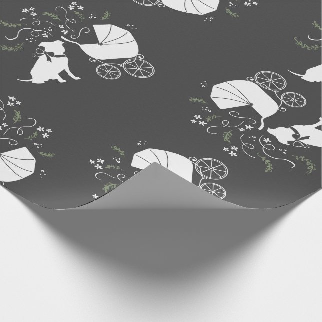 Pit Bull Dog Baby Shower Gender Neutral Pitbull Wrapping Paper (Corner)